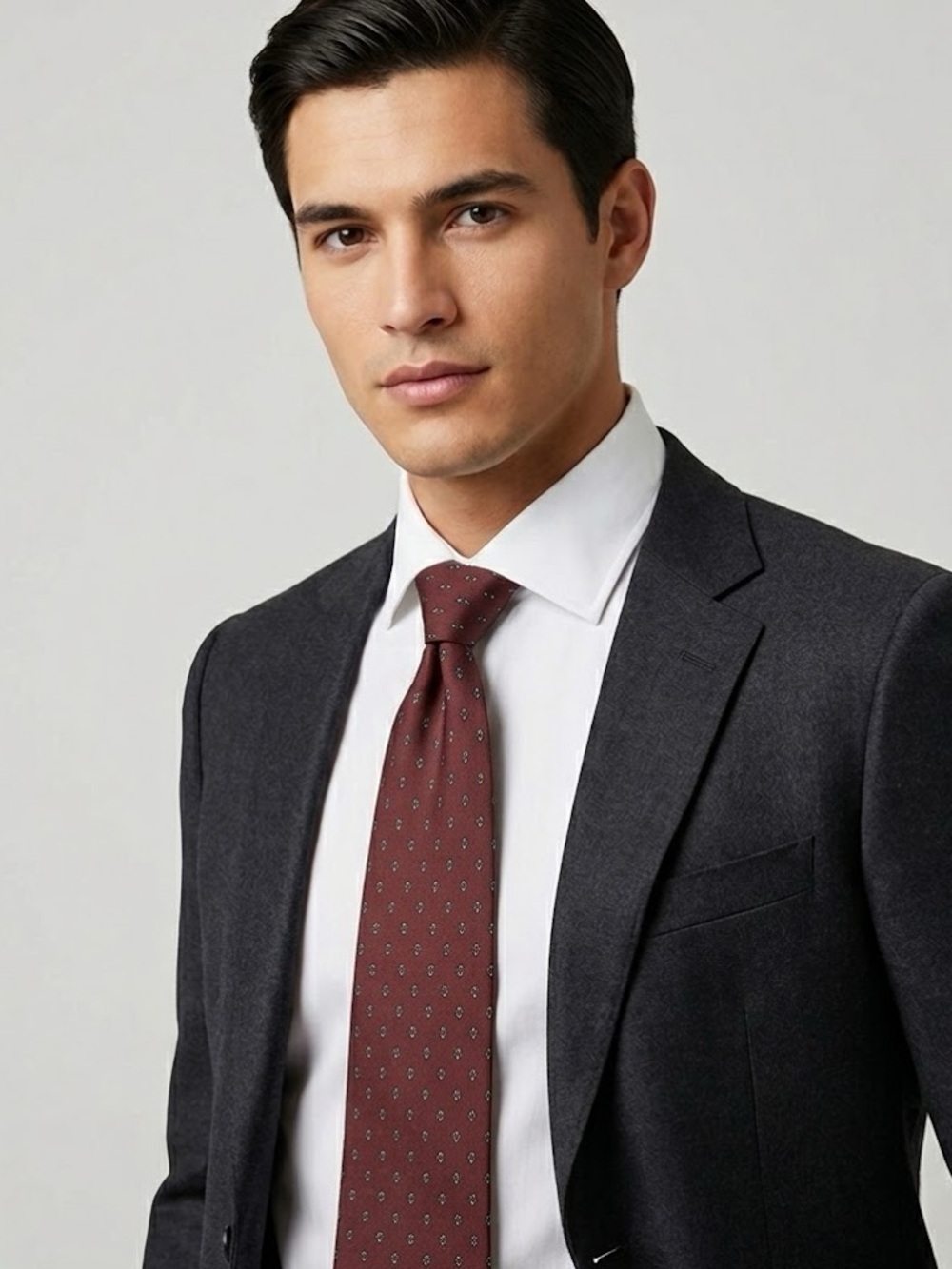 Dior Burgundy and Gray Patterned Tie